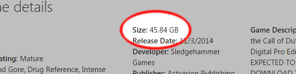 Xbox One Download Size